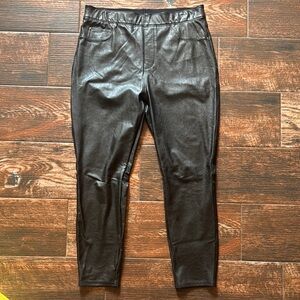 Spanx Faux Leather Moto Black Leggings size Large Petite